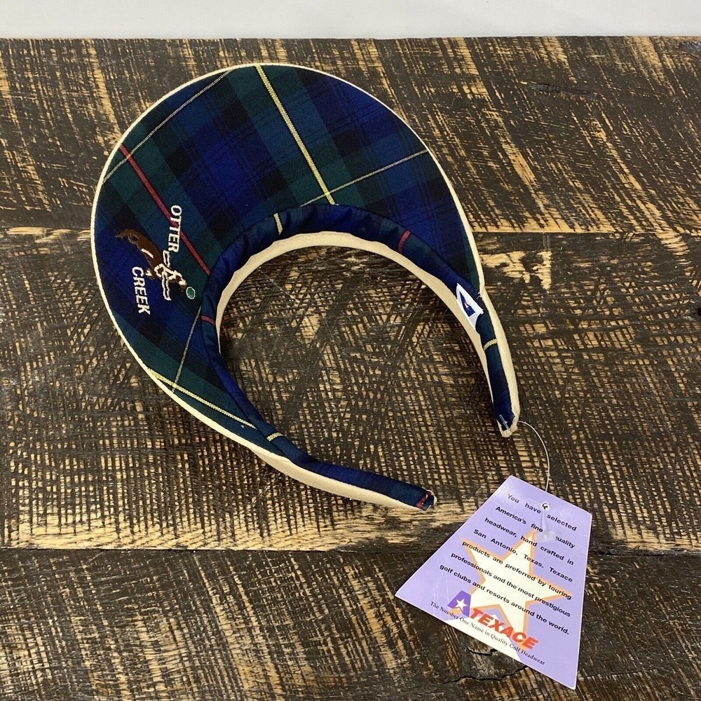 Texace Otter Creek Golf Course Women's Reversible Beige & Tartan Plaid Visor New - Picture 8 of 16